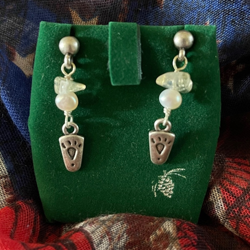 Sterling Silver Bear Paw Earrings!!! - Picture 2 of 3
